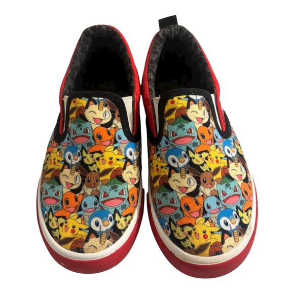 Pokemon Other - Pokemon Round Up Red and Black Kids Low Top Slip On Canvas Sneakers Size 13